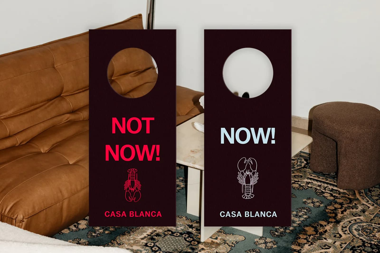 Casa Blanca — cedulky NOT NOW / NOW! pro dveře