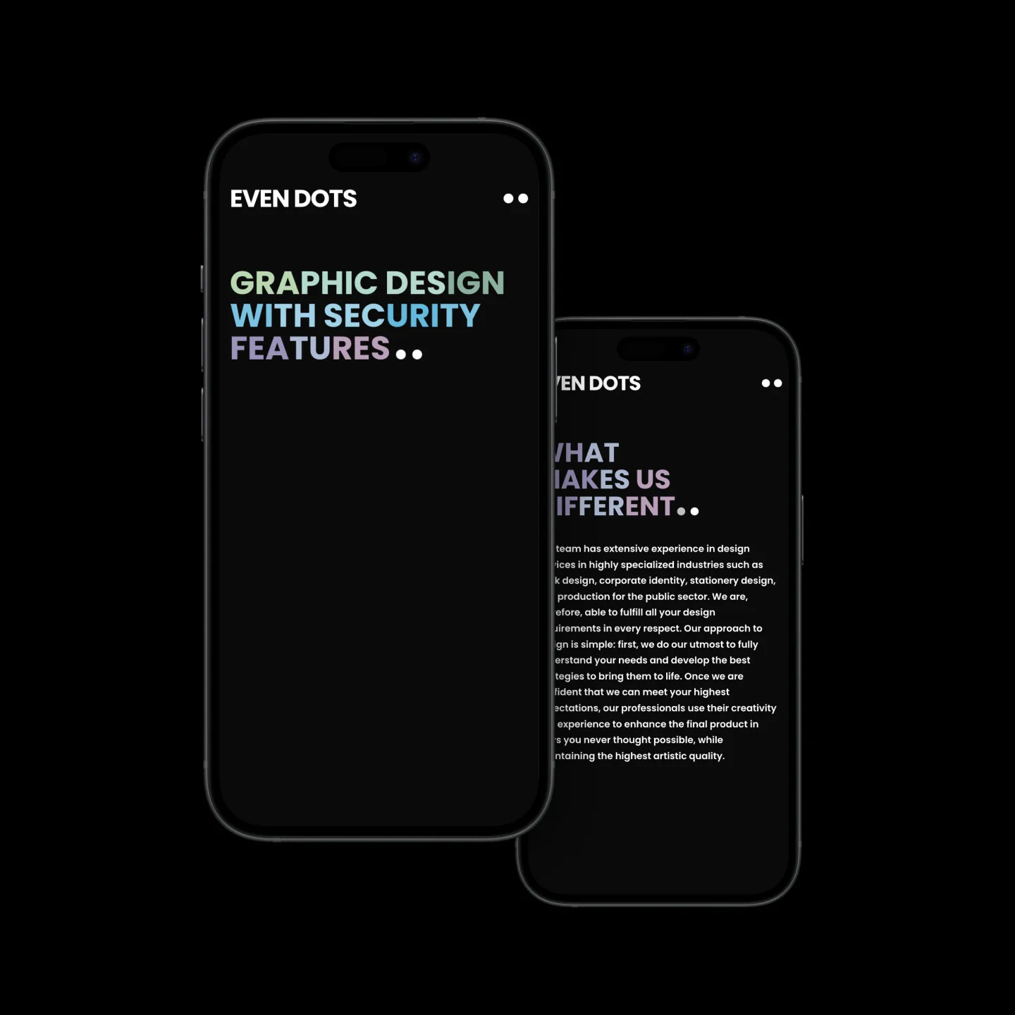 EVEN DOTS — mobilní zobrazení úvodního nadpisu
