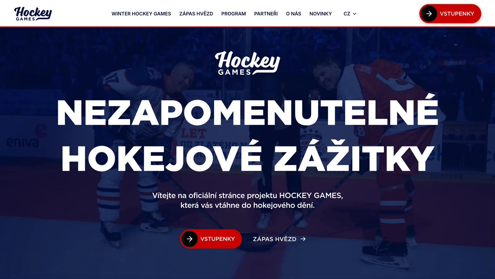 Hockey Games — úvodní stránka rozcestníku
