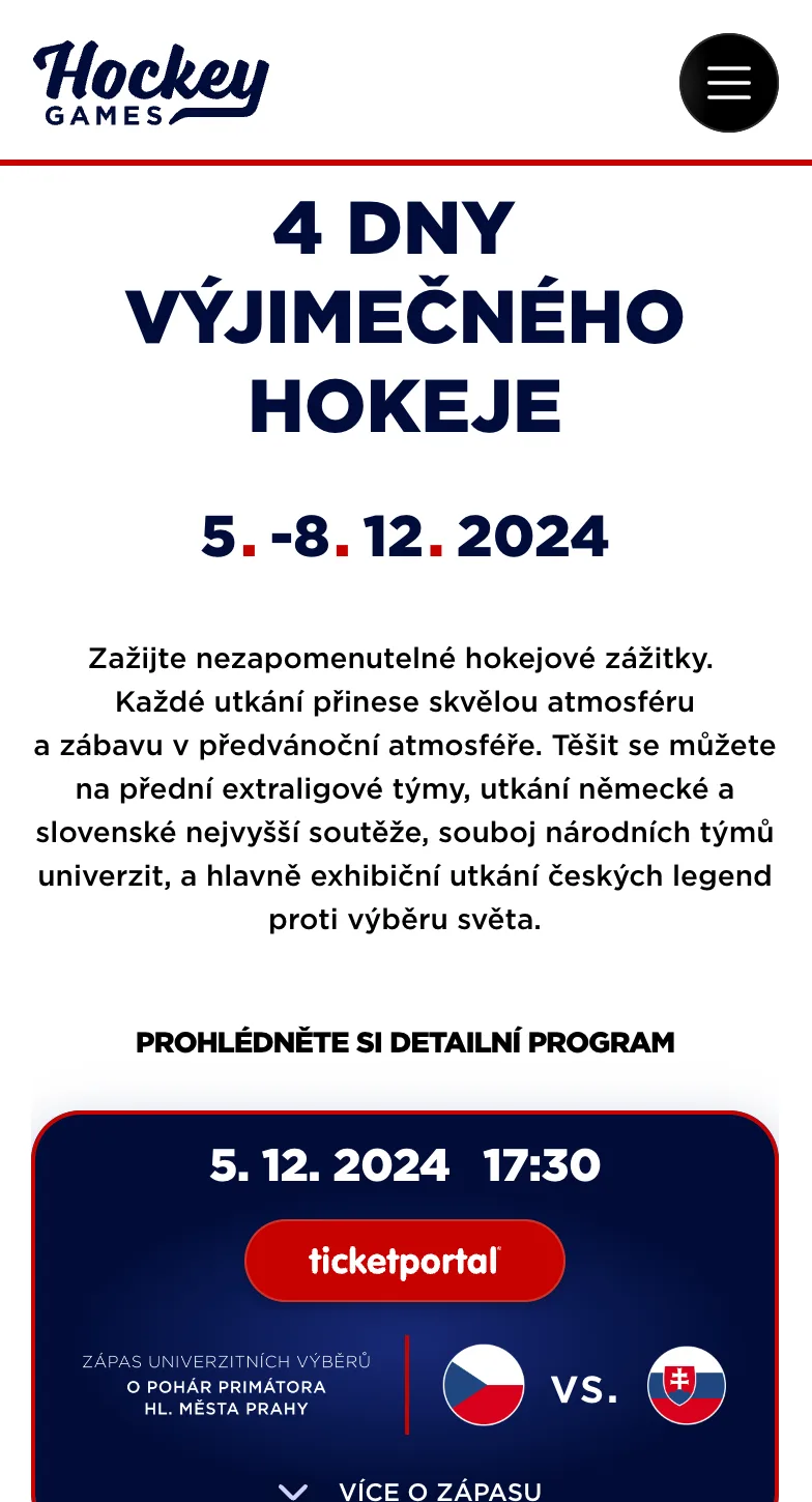 Hockey Games — Winter Hockey Games, mobilní zobrazení