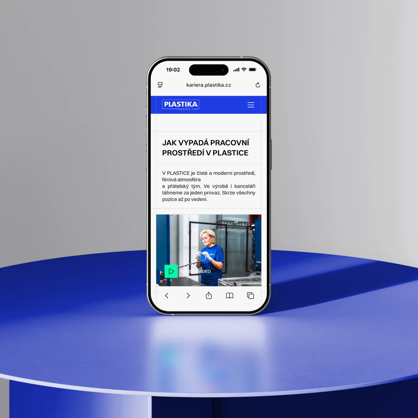 Kariérní web PLASTIKA — ukázka obsahu