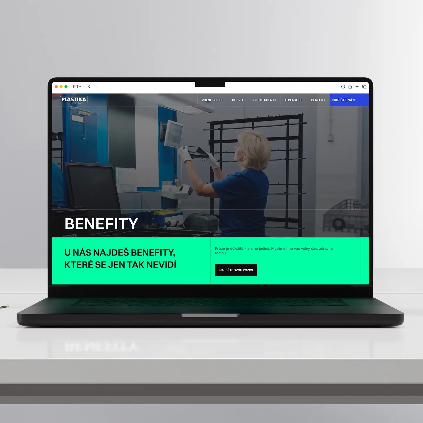 Kariérní web PLASTIKA — ukázka obsahu