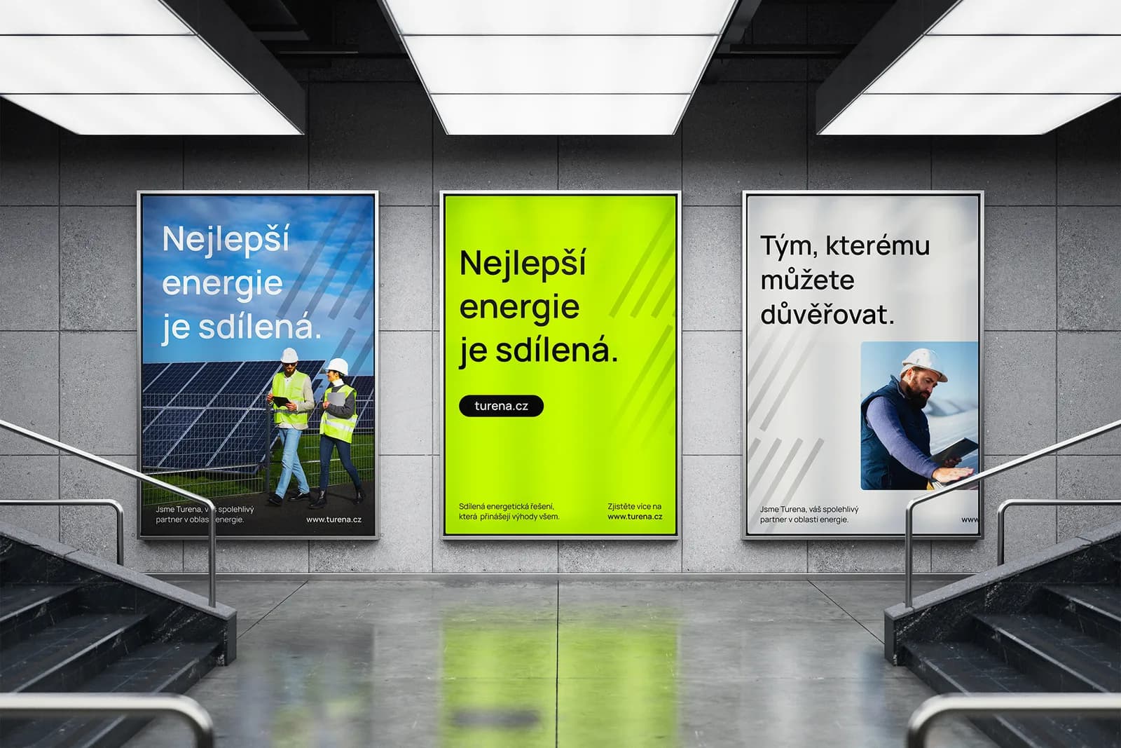 Turena — vizuální identita, billboardy v hale